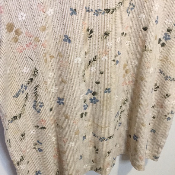 Vintage Cottagecore Neutral Floral Pointelle Tee Northern Reflections Size XL - Picture 6 of 8